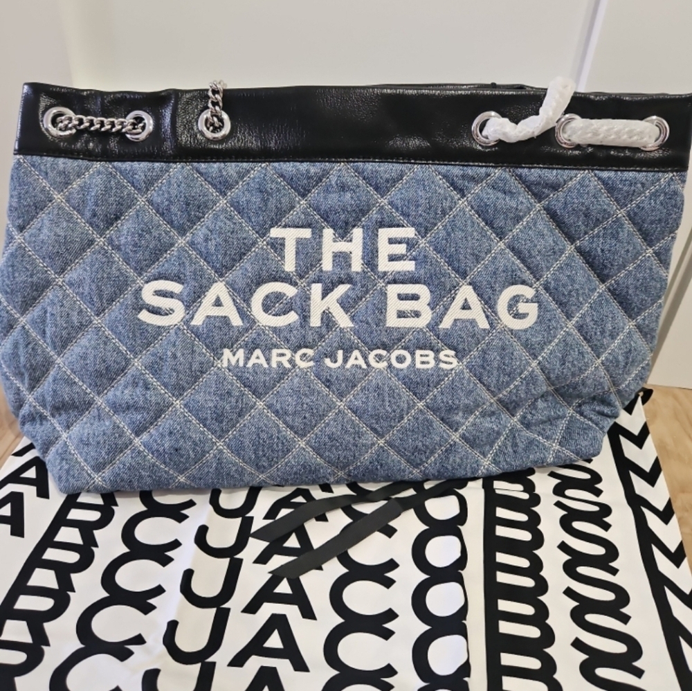 SOLD***Marc Jacobs Quilted Blue and Black Sack Bag